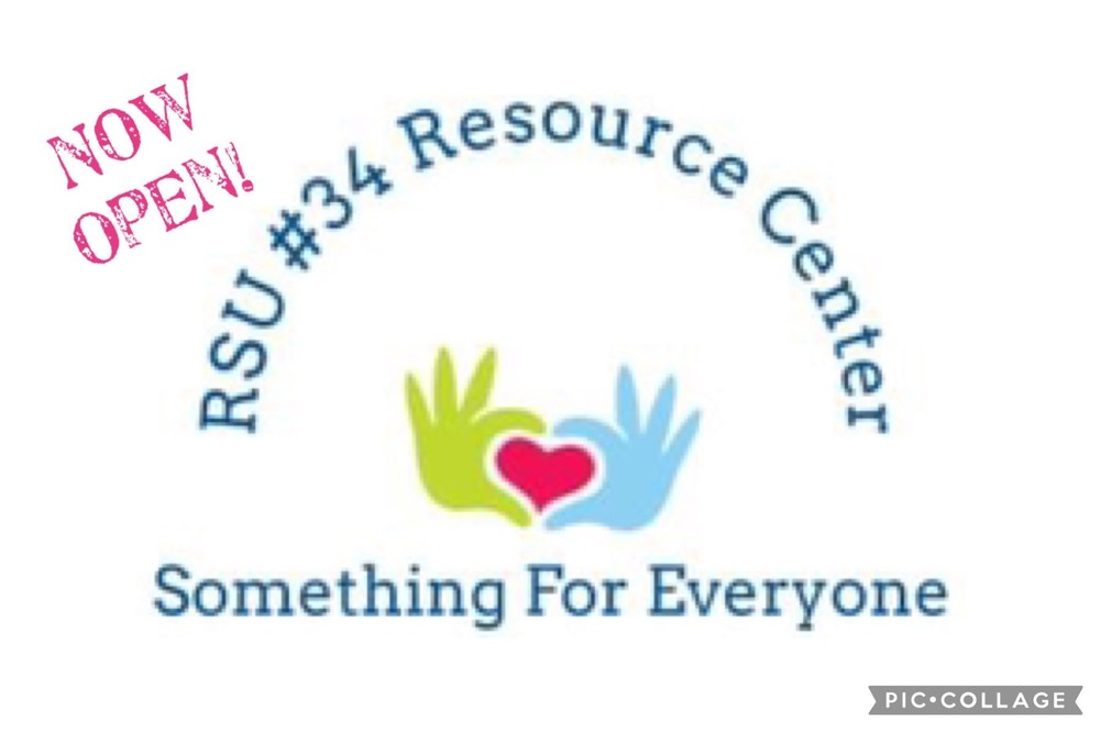 Now Open! RSU #34 Resource Center Something for Everyone with two hands and heart logo