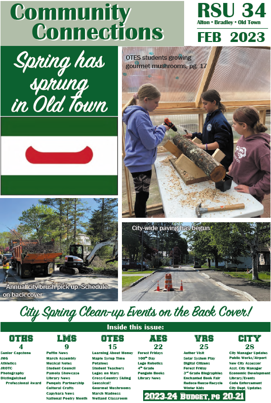 May 2023 Community Connections Cover featuring students in the OTES Greenhouse