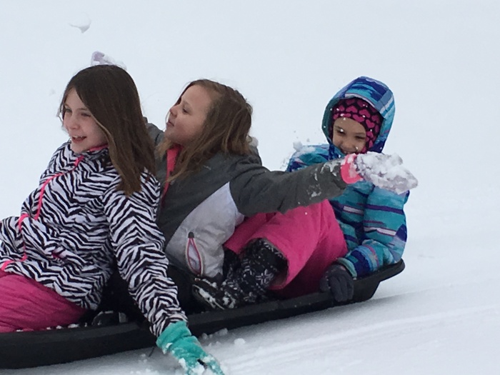 Claire, Neveah and Karlee have a good ride