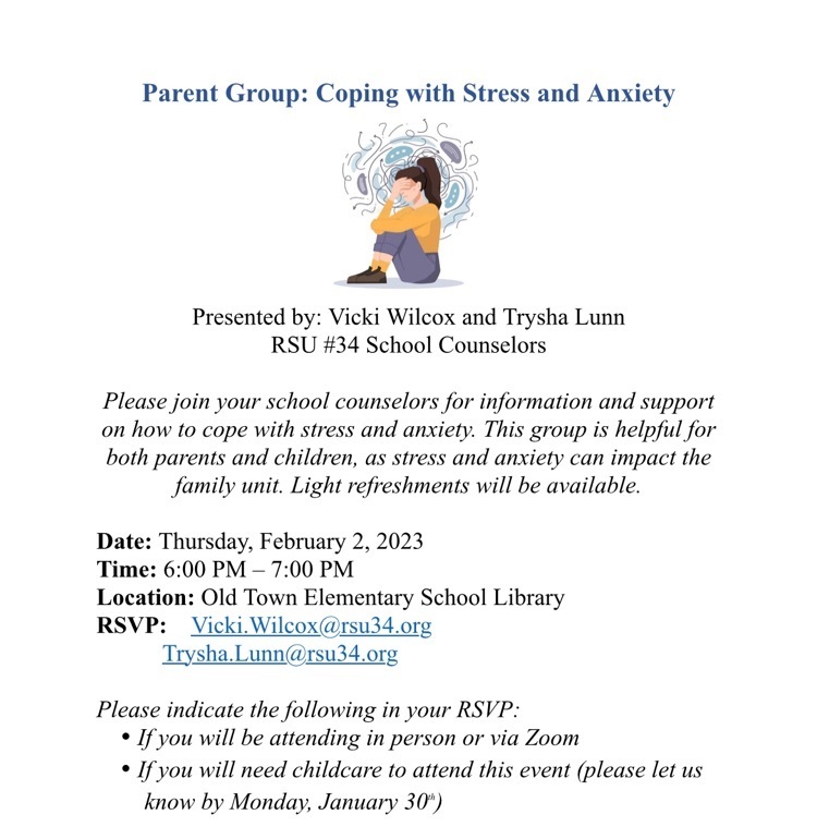 coping with stress and anxiety parent group flier