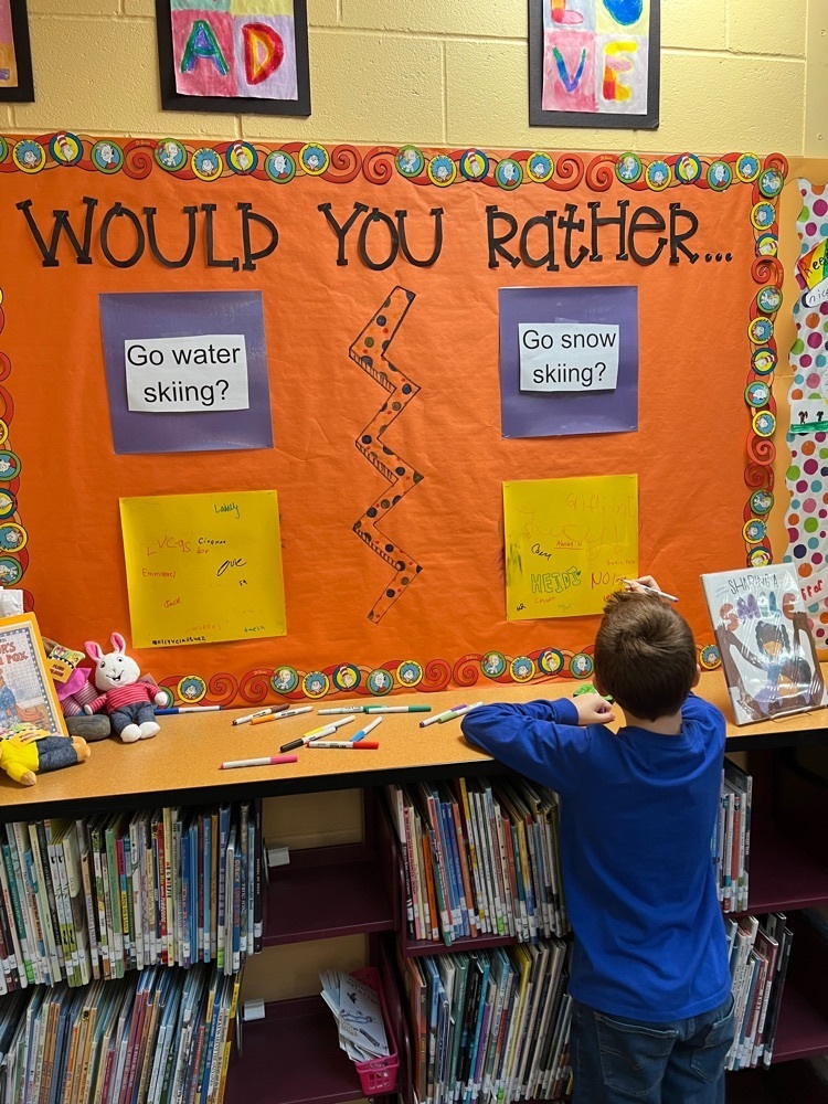 students complete a Would You Rather bulletin board